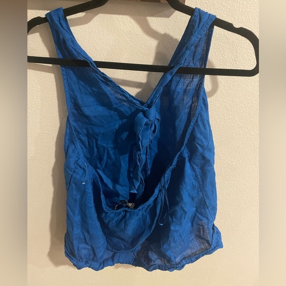 Inc royal blue linen‎ tank top blouse size Large - Picture 2 of 5